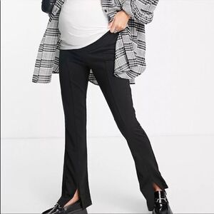 EUC ASOS DESIGN MATERNITY UNDER BUMP BLACK SPLIT HEM PANTS/SLACKS SIZE 6